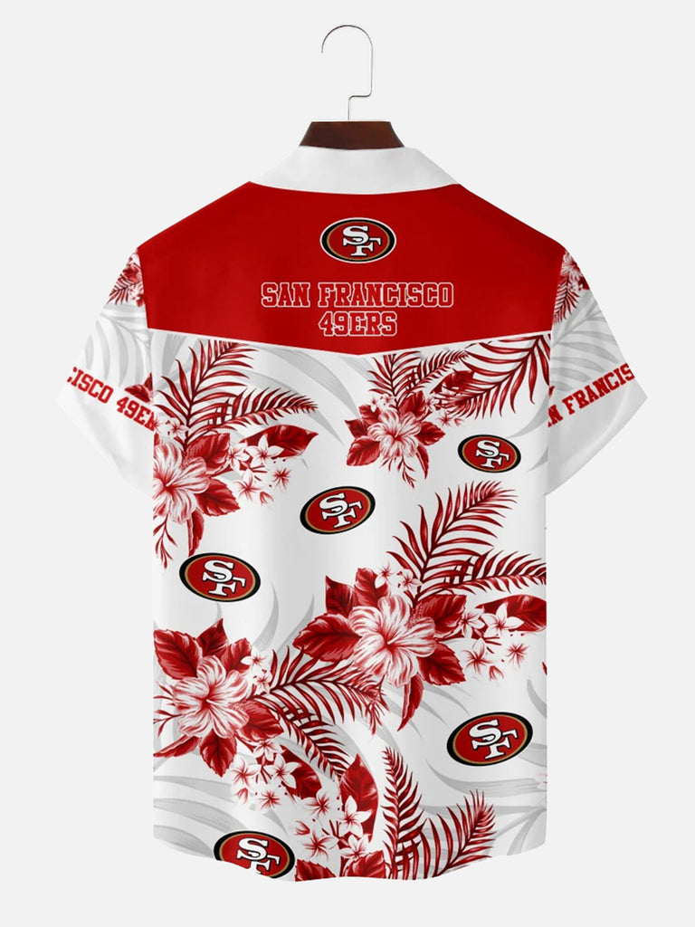 San Francisco 49ers American Football Hawaiian Print Short Sleeve ShirtMens short sleeve shirts Big and tall Mens shirts Short sleeve shirts for men Mens 4xl shirts Casual short sleeve shirts