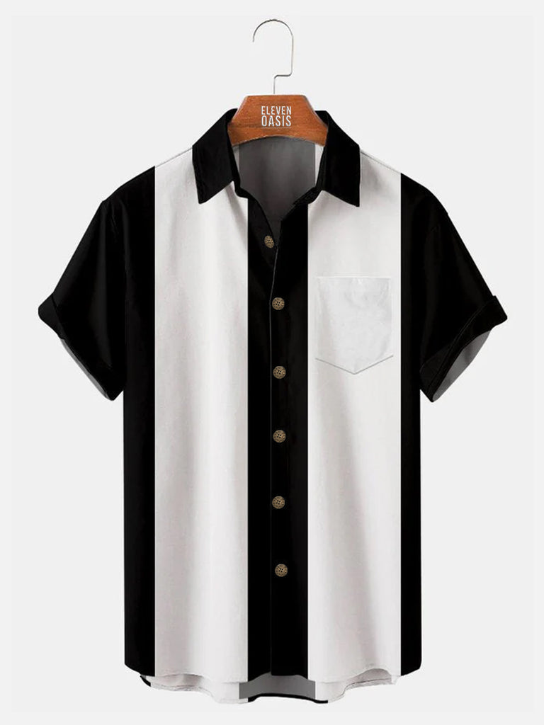 Men's Basic 50s Style Bowling ShirtMens short sleeve shirts Big and tall Mens shirts Short sleeve shirts for men Mens 4xl shirts Casual short sleeve shirts