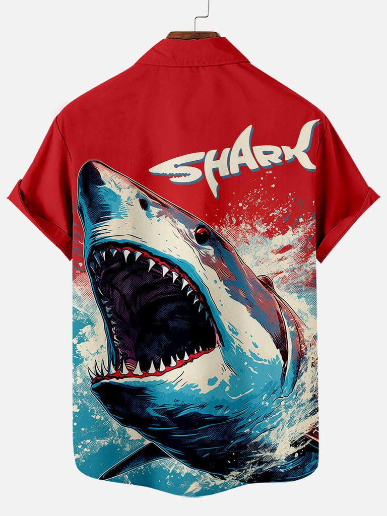 Ocean Shark Print Men's Short Sleeve ShirtMens short sleeve shirts Big and tall Mens shirts Short sleeve shirts for men Mens 4xl shirts Casual short sleeve shirts