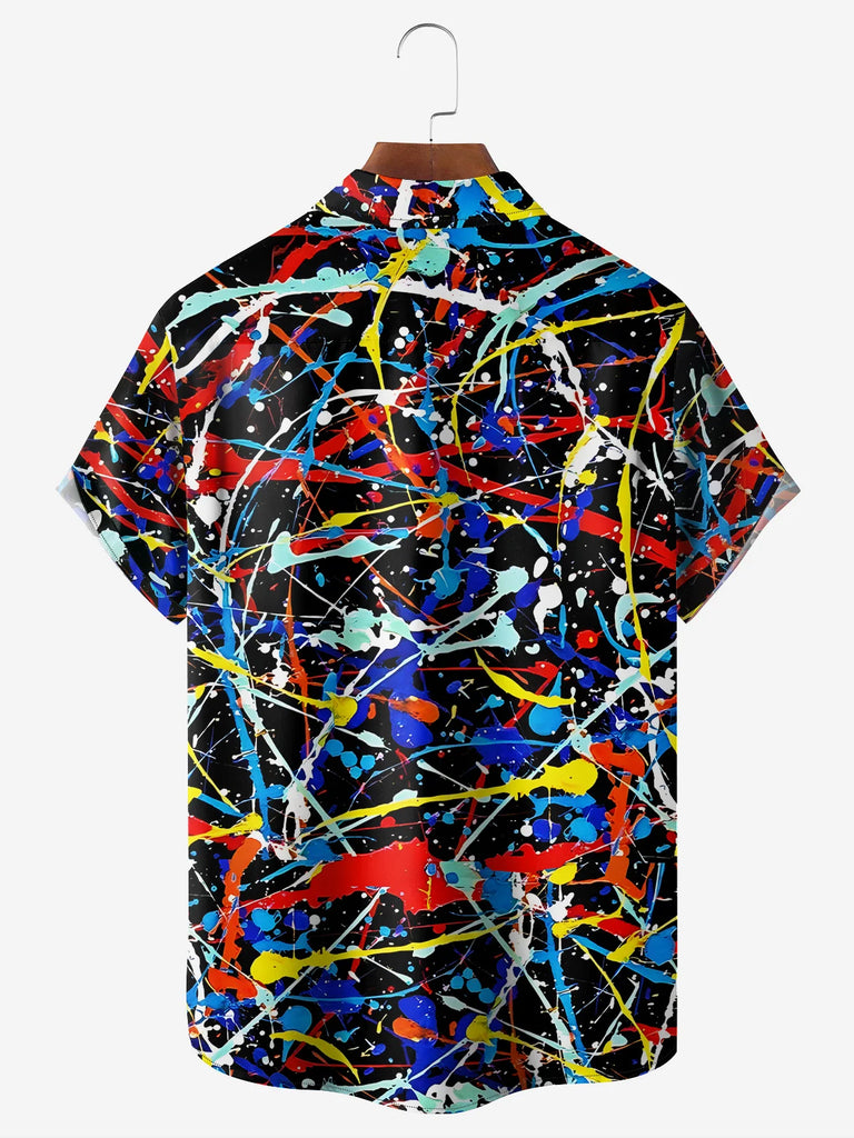 Men's Modern Art Paint Splashes Splatter Print Casual ShirtMens short sleeve shirts Big and tall Mens shirts Short sleeve shirts for men Mens 4xl shirts Casual short sleeve shirts