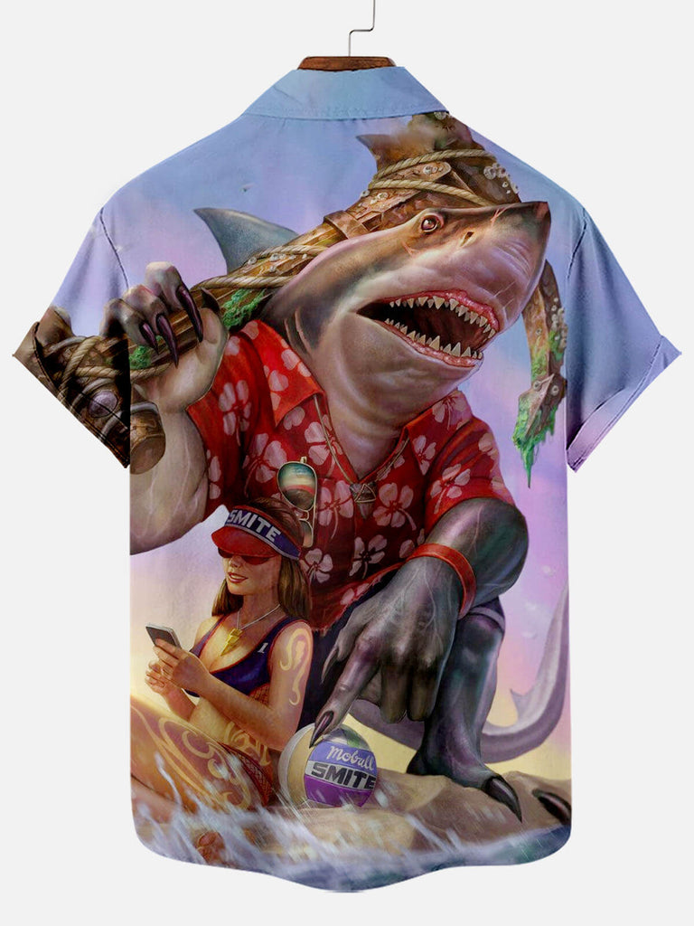 Shark Summer Beach Short Sleeve ShirtMens short sleeve shirts Big and tall Mens shirts Short sleeve shirts for men Mens 4xl shirts Casual short sleeve shirts