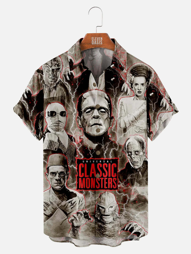 Classic Monsters Men's Short Sleeve ShirtMens short sleeve shirts Big and tall Mens shirts Short sleeve shirts for men Mens 4xl shirts Casual short sleeve shirts