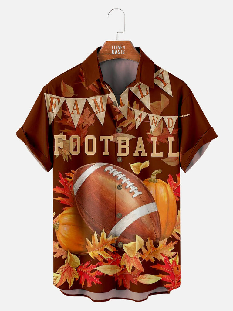 Thanksgiving Football Graphic Men's Short Sleeve ShirtMens short sleeve shirts Big and tall Mens shirts Short sleeve shirts for men Mens 4xl shirts Casual short sleeve shirts