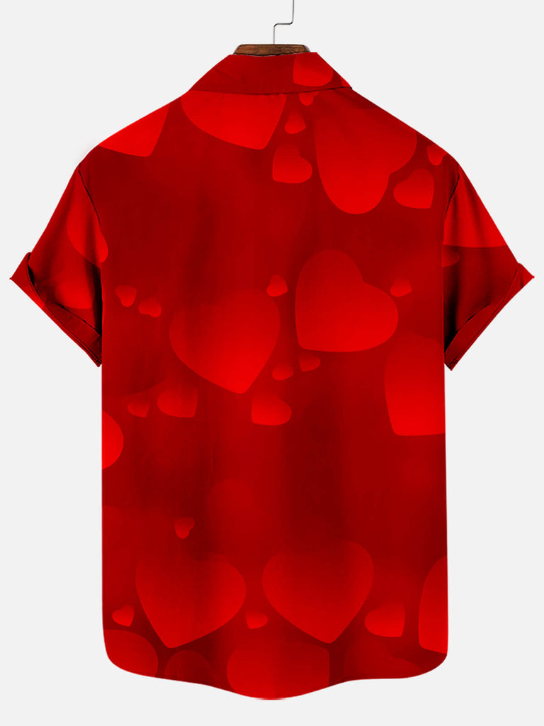 Men's Valentine's Day Heart Pattern Print Short Sleeve ShirtMens short sleeve shirts Big and tall Mens shirts Short sleeve shirts for men Mens 4xl shirts Casual short sleeve shirts