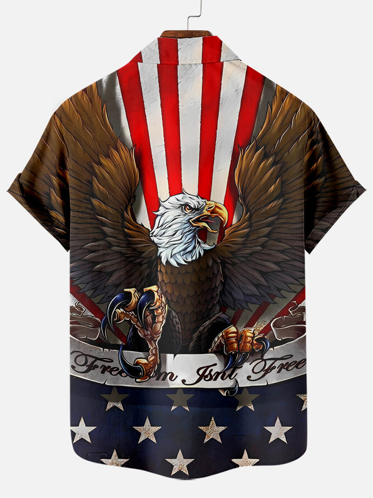 Men's American Flag Eagle Print Short Sleeve ShirtMens short sleeve shirts Big and tall Mens shirts Short sleeve shirts for men Mens 4xl shirts Casual short sleeve shirts