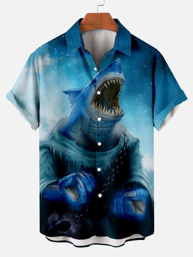 Shark Roar Men's Short Sleeve ShirtMens short sleeve shirts Big and tall Mens shirts Short sleeve shirts for men Mens 4xl shirts Casual short sleeve shirts