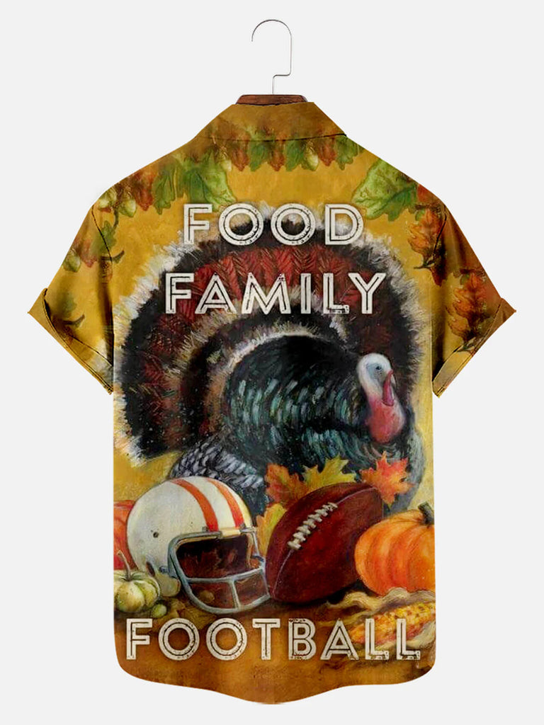 Thanksgiving Turkey Football Print Men's Short Sleeve ShirtMens short sleeve shirts Big and tall Mens shirts Short sleeve shirts for men Mens 4xl shirts Casual short sleeve shirts