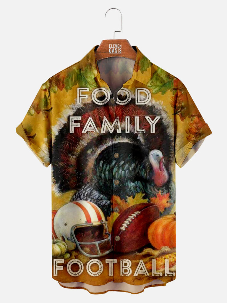 Thanksgiving Turkey Football Print Men's Short Sleeve ShirtMens short sleeve shirts Big and tall Mens shirts Short sleeve shirts for men Mens 4xl shirts Casual short sleeve shirts