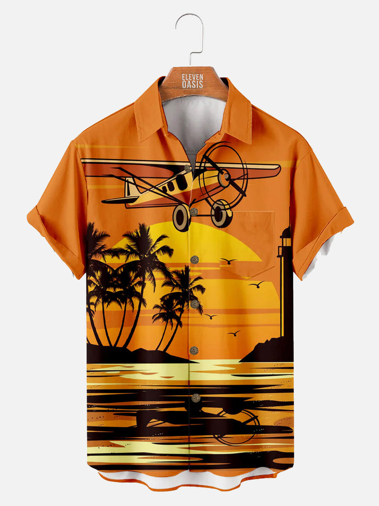 Hawaii Landscape Men's Short Sleeve ShirtMens short sleeve shirts Big and tall Mens shirts Short sleeve shirts for men Mens 4xl shirts Casual short sleeve shirts