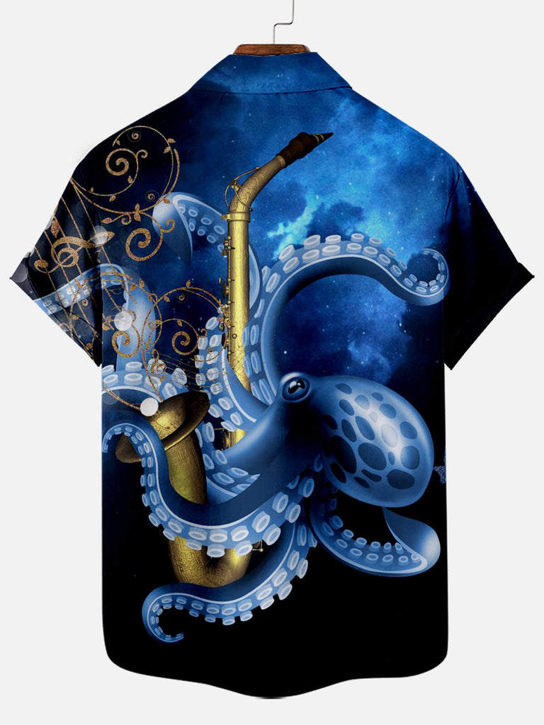 Fun Octopus Music Men's Short Sleeve ShirtMens short sleeve shirts Big and tall Mens shirts Short sleeve shirts for men Mens 4xl shirts Casual short sleeve shirts