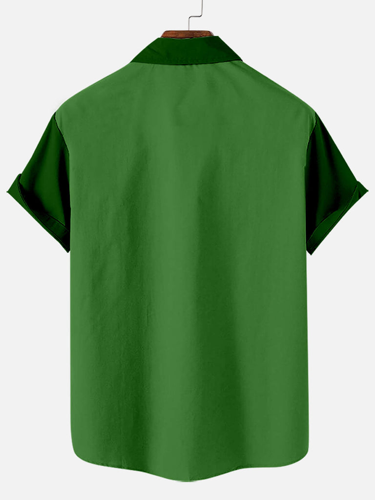 Men's St. Patrick's Green Lips Stripe Print Short Sleeve ShirtMens short sleeve shirts Big and tall Mens shirts Short sleeve shirts for men Mens 4xl shirts Casual short sleeve shirts