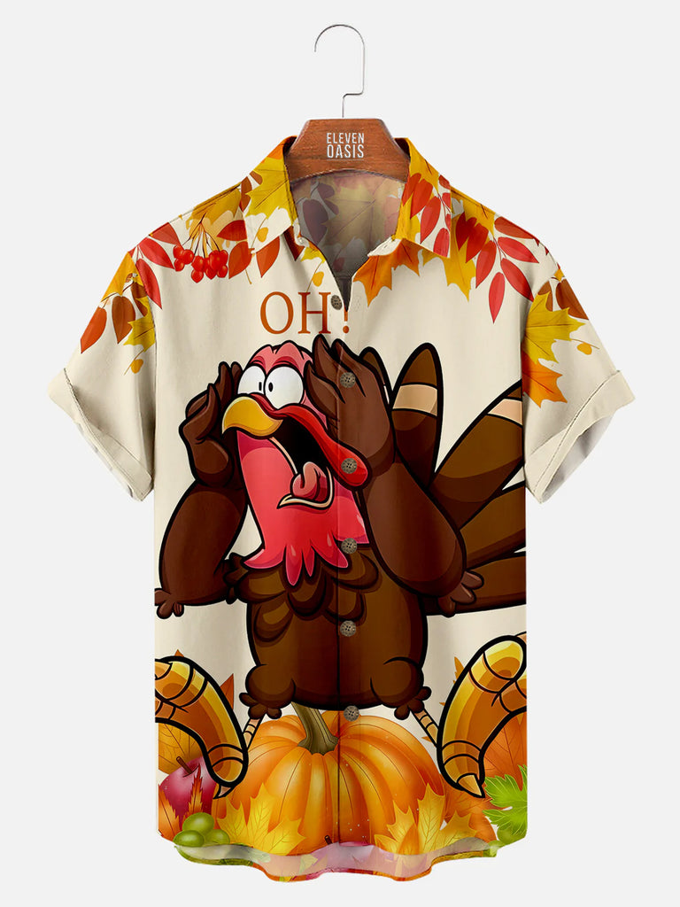 Thanksgiving Screaming Turkey Illustration Men's Short Sleeve ShirtMens short sleeve shirts Big and tall Mens shirts Short sleeve shirts for men Mens 4xl shirts Casual short sleeve shirts