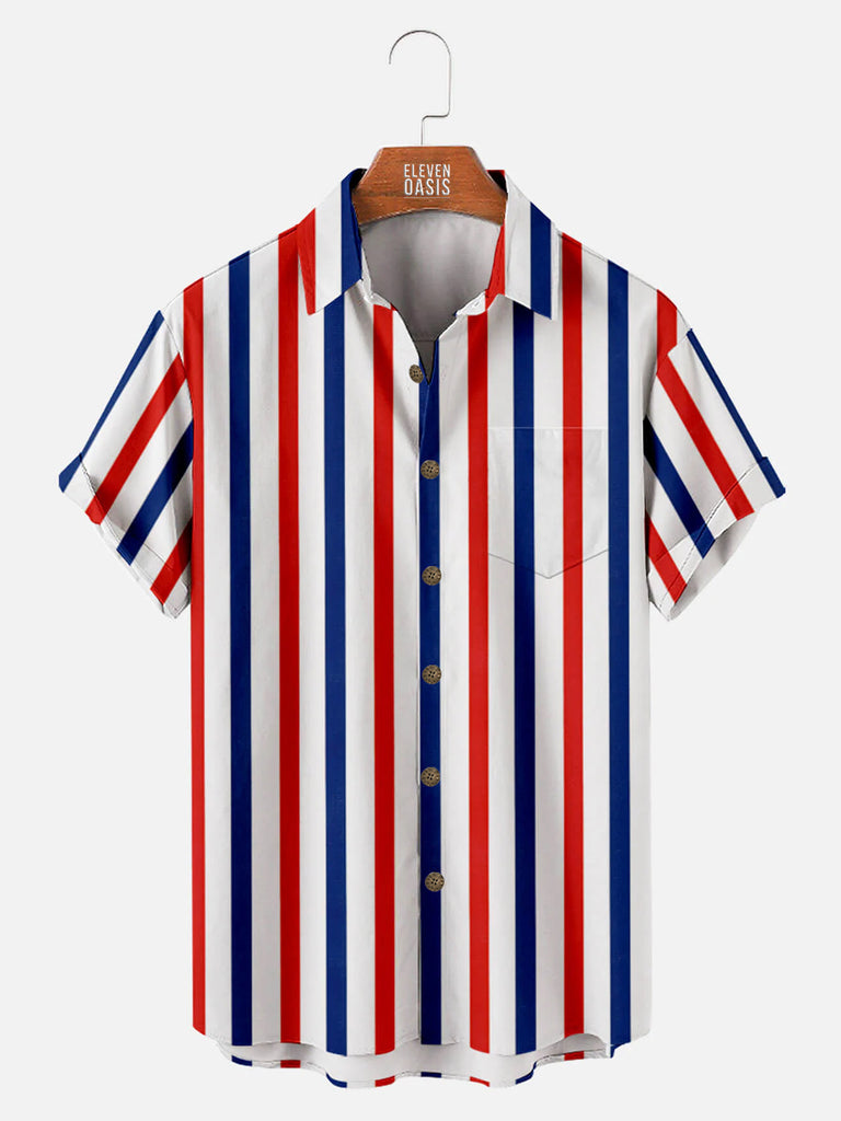 Color Stripes Men's Short Sleeve ShirtMens short sleeve shirts Big and tall Mens shirts Short sleeve shirts for men Mens 4xl shirts Casual short sleeve shirts