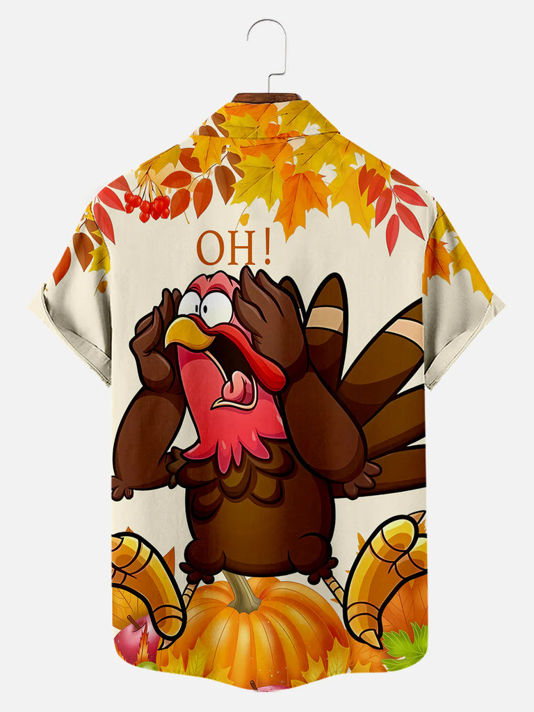 Thanksgiving Screaming Turkey Illustration Men's Short Sleeve ShirtMens short sleeve shirts Big and tall Mens shirts Short sleeve shirts for men Mens 4xl shirts Casual short sleeve shirts