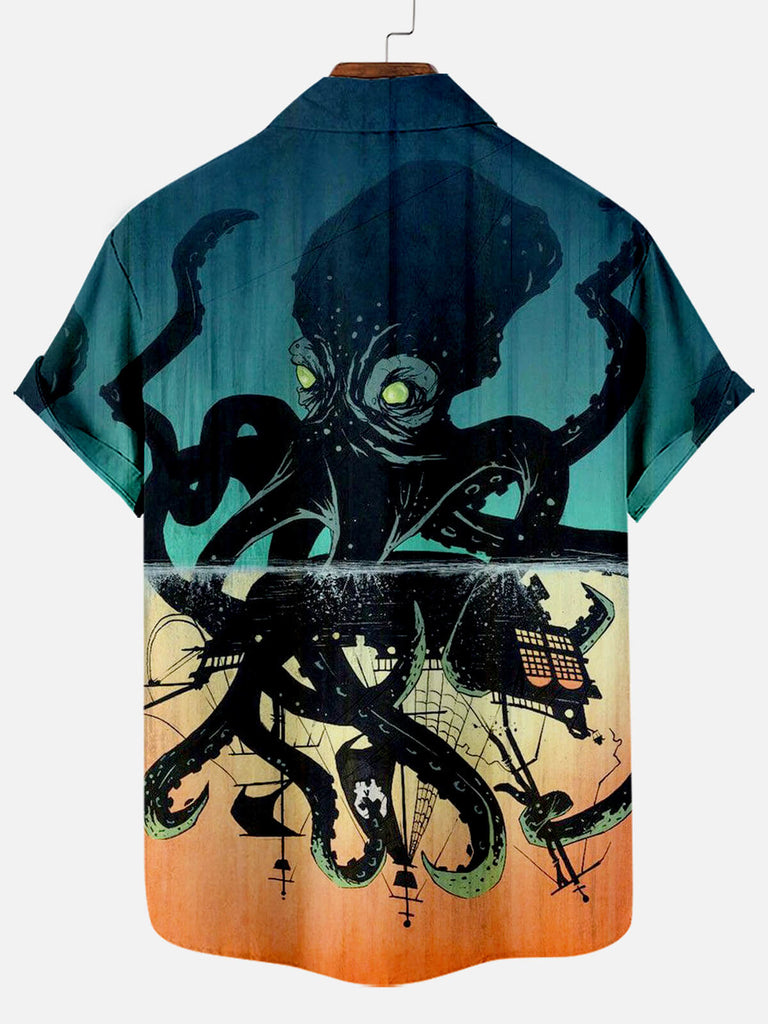 Nautical Octopus Short Sleeve ShirtMens short sleeve shirts Big and tall Mens shirts Short sleeve shirts for men Mens 4xl shirts Casual short sleeve shirts