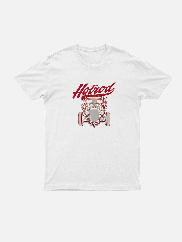 Men's Hotrod T-shirt with vintage muscle car graphic on the front