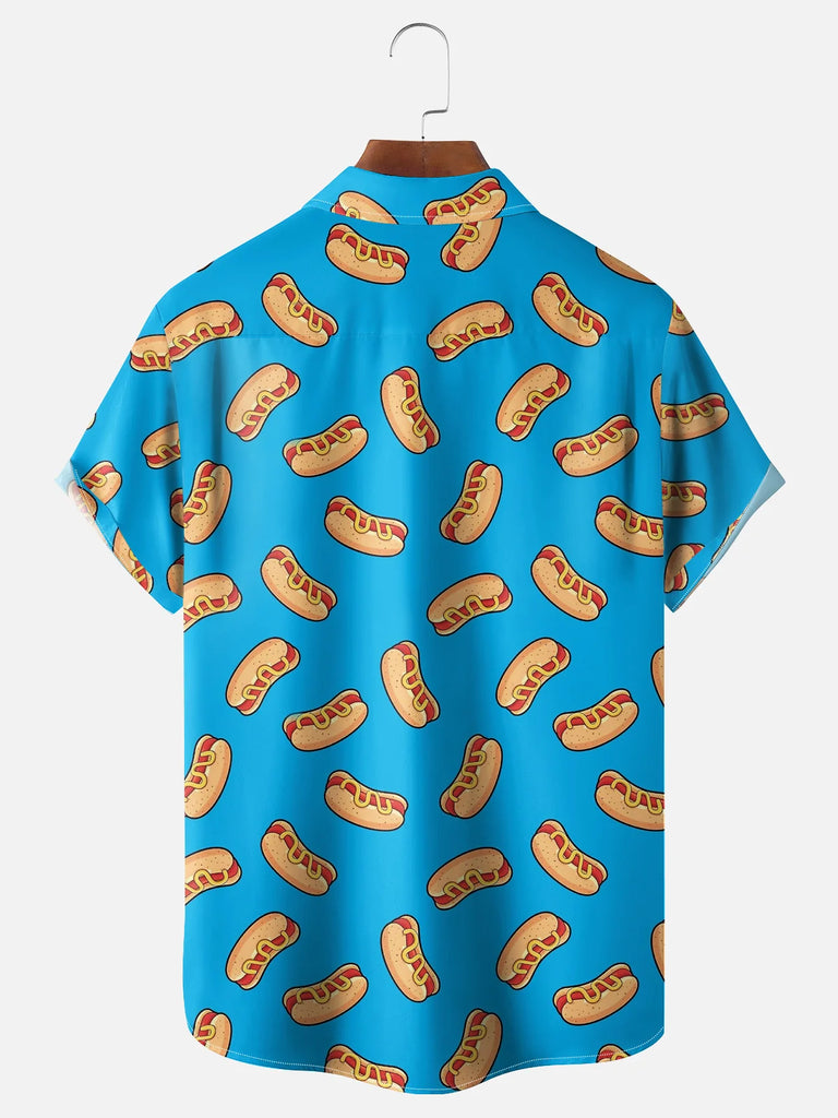 Men's Hot Dogs Short Sleeve Casual ShirtMens short sleeve shirts Big and tall Mens shirts Short sleeve shirts for men Mens 4xl shirts Casual short sleeve shirts