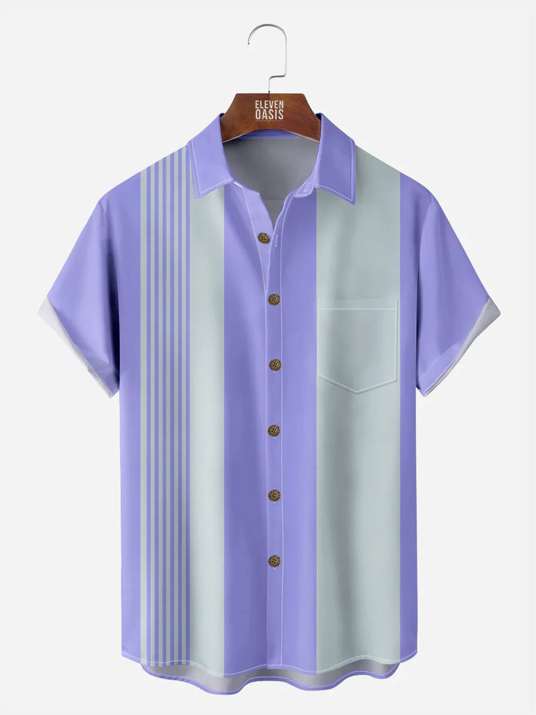 Men's Basic Striped Bowling Short Sleeve Casual ShirtMens short sleeve shirts Big and tall Mens shirts Short sleeve shirts for men Mens 4xl shirts Casual short sleeve shirts