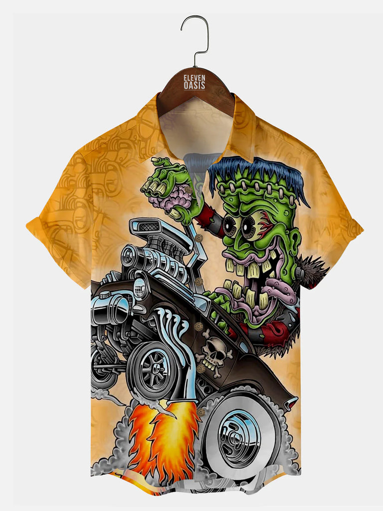 Crazy Classic Car Pattern Men's Short Sleeve TopsMens short sleeve shirts Big and tall Mens shirts Short sleeve shirts for men Mens 4xl shirts Casual short sleeve shirts