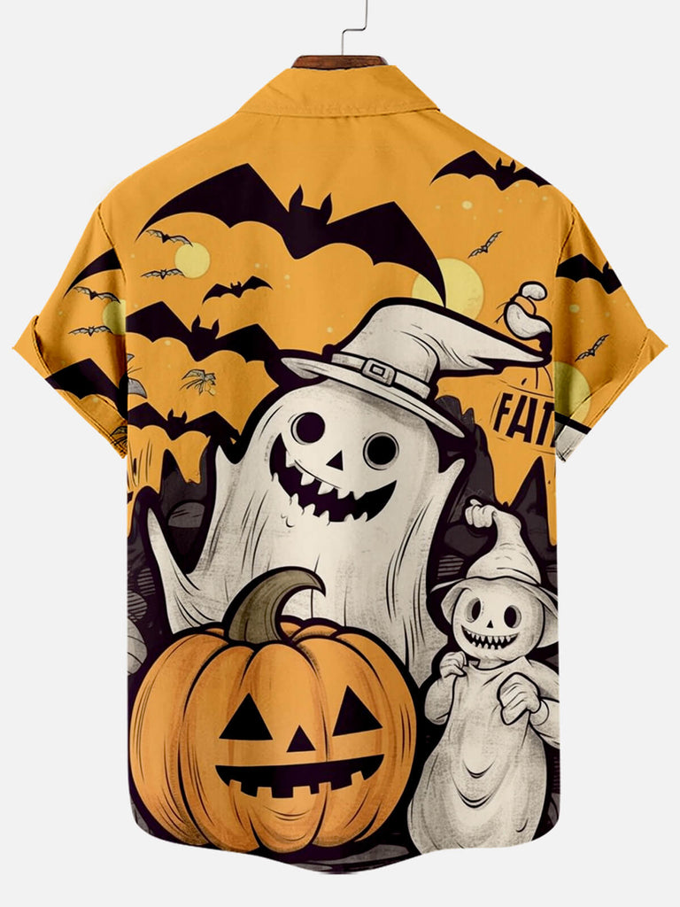 Black and White Halloween Cartoon Pattern Men's Short Sleeve ShirtMens short sleeve shirts Big and tall Mens shirts Short sleeve shirts for men Mens 4xl shirts Casual short sleeve shirts