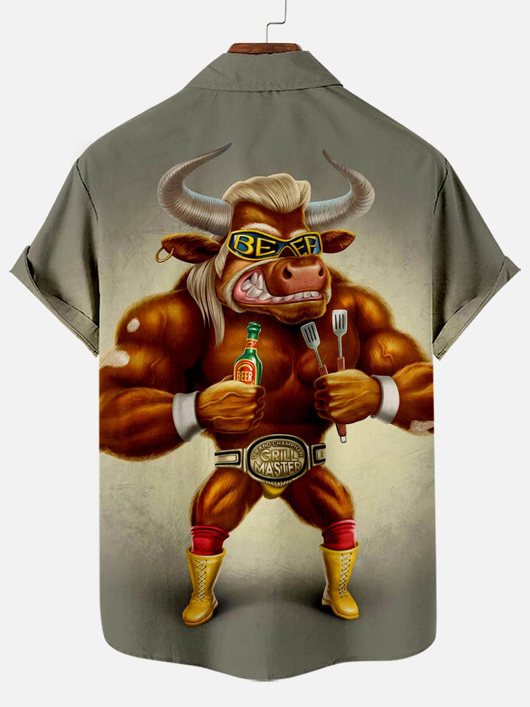 Fun Grumpy Cow Men's Short Sleeve ShirtMens short sleeve shirts Big and tall Mens shirts Short sleeve shirts for men Mens 4xl shirts Casual short sleeve shirts