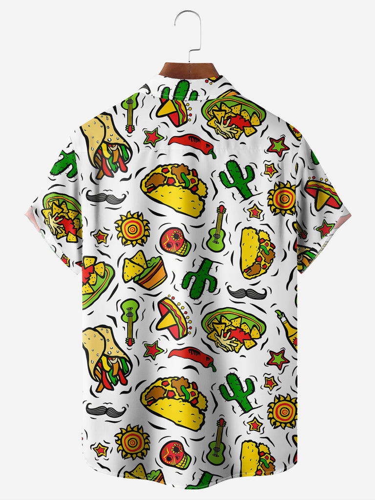 Men's Mexican Taco Cactus Guacamole Mexico-Inspired Short Sleeve ShirtMens short sleeve shirts Big and tall Mens shirts Short sleeve shirts for men Mens 4xl shirts Casual short sleeve shirts