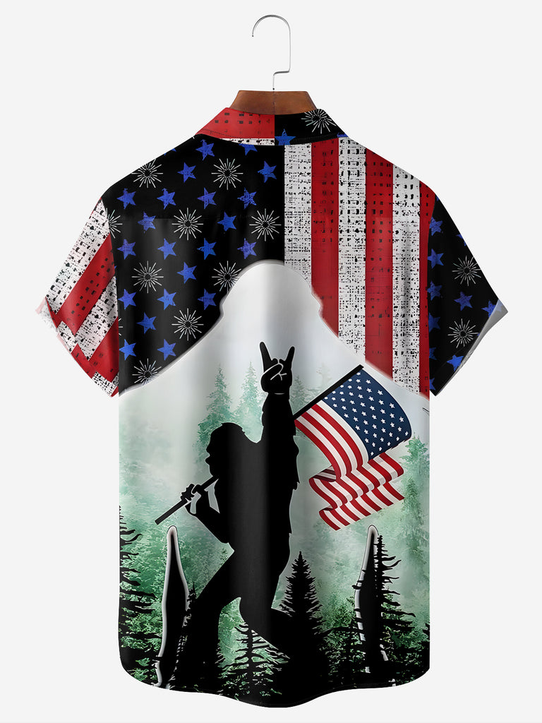 Men's American Flag Big Foot Rock and Roll Short Sleeve ShirtMens short sleeve shirts Big and tall Mens shirts Short sleeve shirts for men Mens 4xl shirts Casual short sleeve shirts