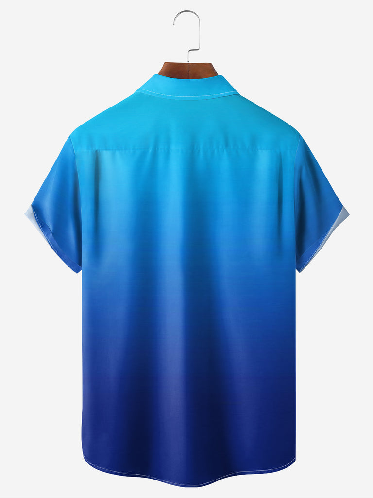 Men's Casual Everyday Blue Ombre Short Sleeve ShirtMens short sleeve shirts Big and tall Mens shirts Short sleeve shirts for men Mens 4xl shirts Casual short sleeve shirts