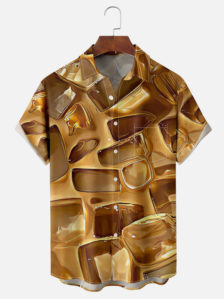 Close up of an Iced Coffee Latte Short Sleeve Shirt, mens short sleeve shirts£¬big and tall mens shirts£¬short sleeve shirts for men£¬mens 4xl shirts£¬casual short sleeve shirts