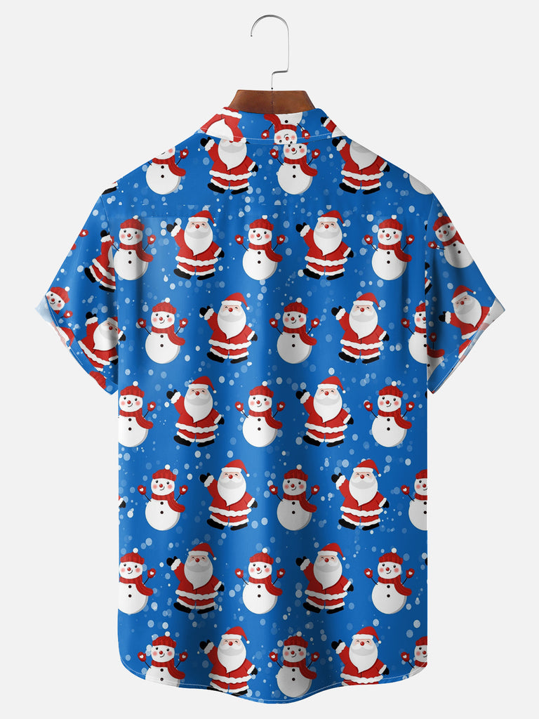 Merry Christmas Happy Santa and Snowmen Short Sleeve Shirt, mens short sleeve shirts¡ê?big and tall mens shirts¡ê?short sleeve shirts for men¡ê?mens 4xl shirts¡ê?casual short sleeve shirts