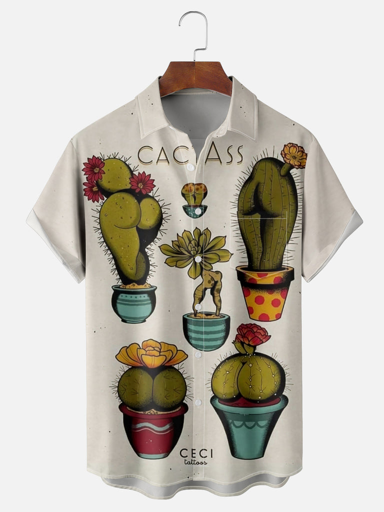 Men's Funny Cactus Cacass Tattoo Designs Short Sleeve ShirtMens short sleeve shirts Big and tall Mens shirts Short sleeve shirts for men Mens 4xl shirts Casual short sleeve shirts