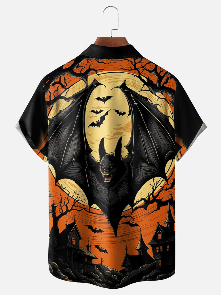 Men's Angry Scary Halloween Bat Short Sleeve ShirtMens short sleeve shirts Big and tall Mens shirts Short sleeve shirts for men Mens 4xl shirts Casual short sleeve shirts