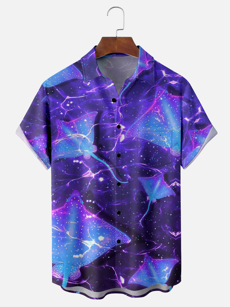 Men's Majestic Manta Rays in the Ocean Short Sleeve Shirt, mens short sleeve shirts£¬big and tall mens shirts£¬short sleeve shirts for men£¬mens 4xl shirts£¬casual short sleeve shirts