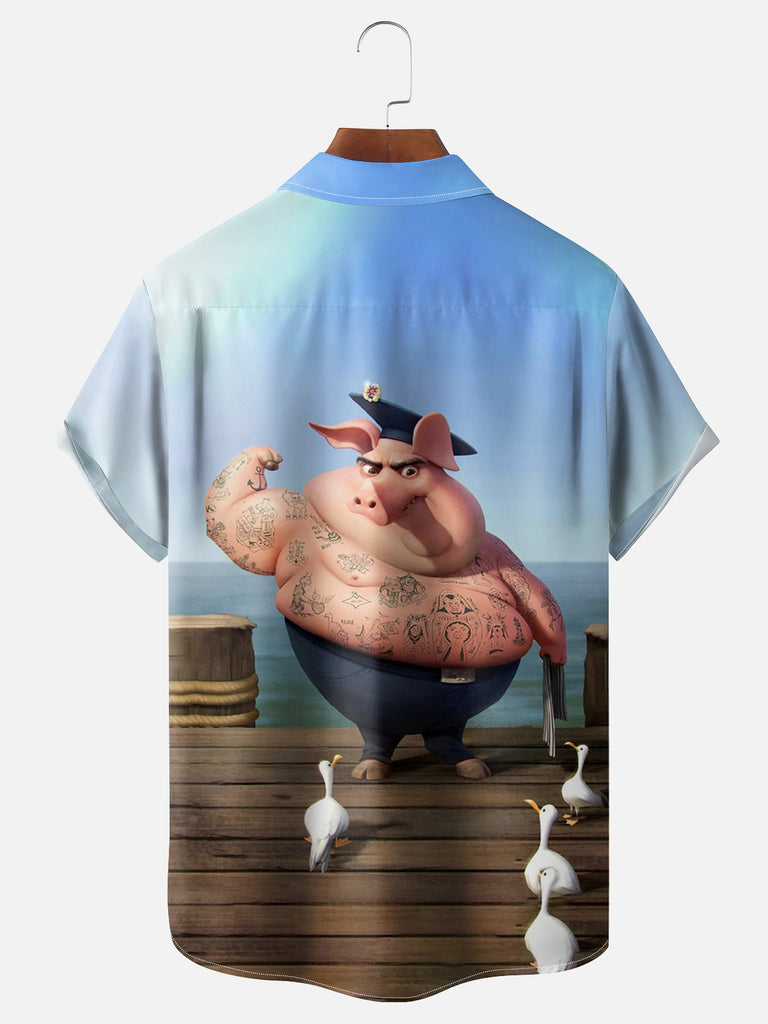 Men's Tattooed Tough Pig Short Sleeve ShirtMens short sleeve shirts Big and tall Mens shirts Short sleeve shirts for men Mens 4xl shirts Casual short sleeve shirts