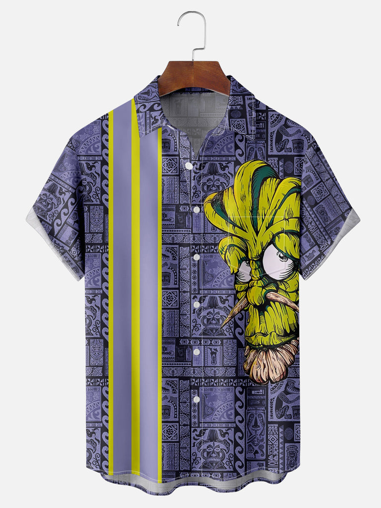 Men's Tiki Striped Monkey Hunter Tattoo Short Sleeve ShirtMens short sleeve shirts Big and tall Mens shirts Short sleeve shirts for men Mens 4xl shirts Casual short sleeve shirts