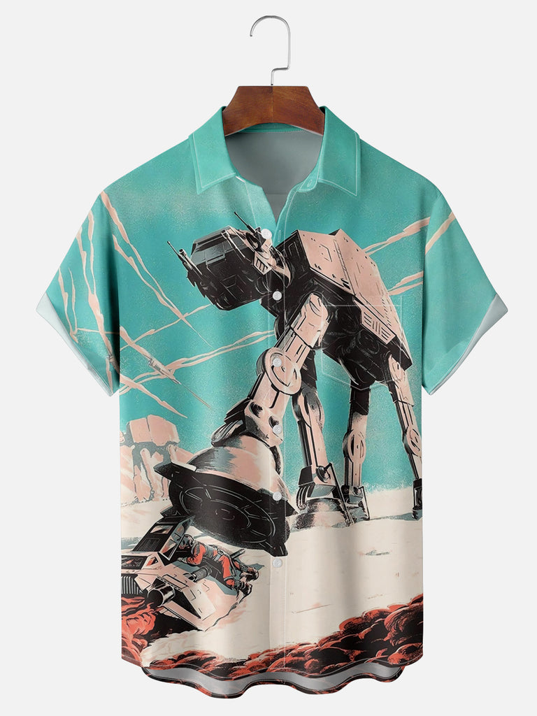 Men's Star Wars AT-AT Walker Graphic Style Short Sleeve ShirtMens short sleeve shirts Big and tall Mens shirts Short sleeve shirts for men Mens 4xl shirts Casual short sleeve shirts