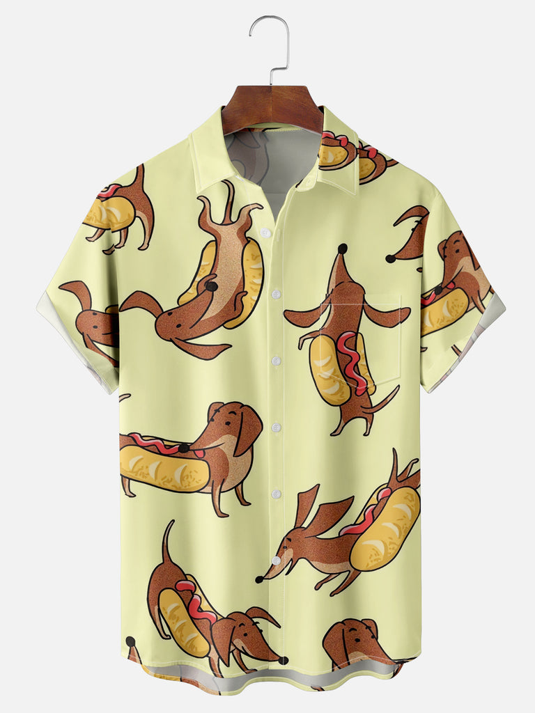 Men's Literal Hot Dogs Dachshund Short Sleeve ShirtMens short sleeve shirts Big and tall Mens shirts Short sleeve shirts for men Mens 4xl shirts Casual short sleeve shirts