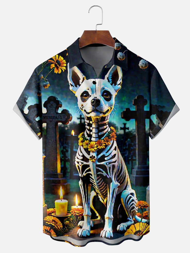 Men's Halloween Dog Being a Good Doggo Short Sleeve ShirtMens short sleeve shirts Big and tall Mens shirts Short sleeve shirts for men Mens 4xl shirts Casual short sleeve shirts