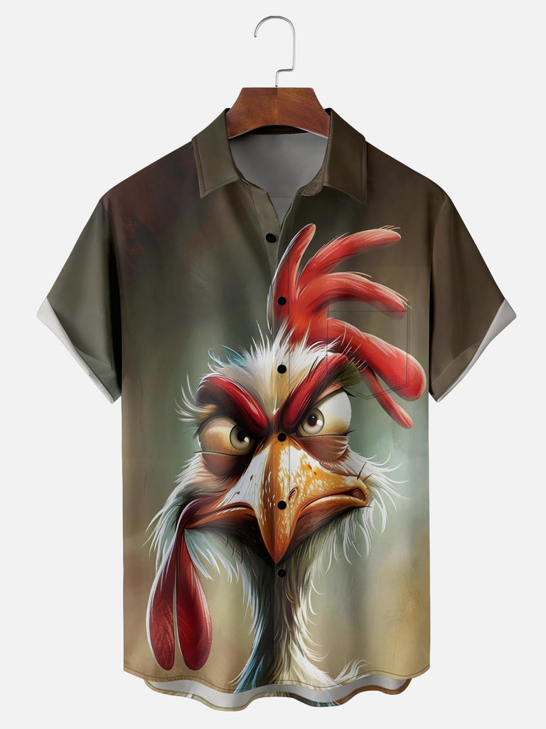 Men's Angry Pissed Off Chicken Short Sleeve ShirtMens short sleeve shirts Big and tall Mens shirts Short sleeve shirts for men Mens 4xl shirts Casual short sleeve shirts