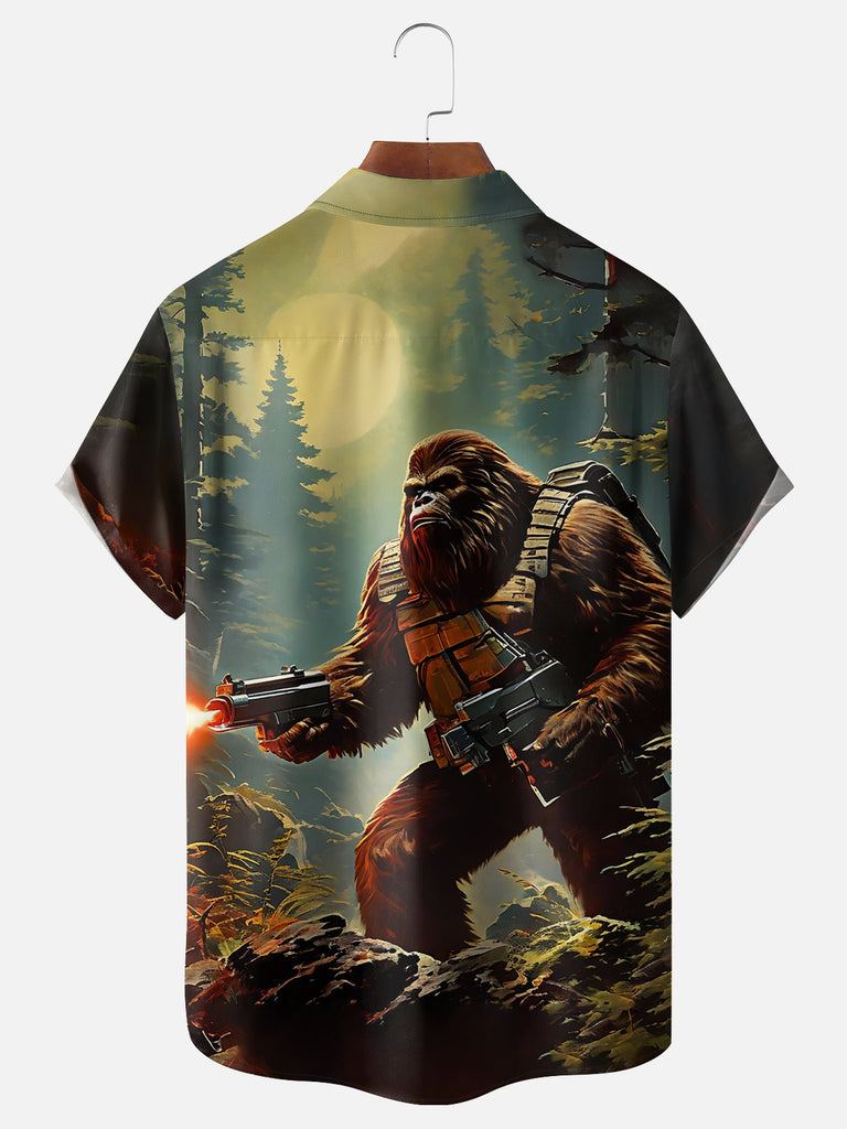 Men's Army Gorilla Solider with Guns Short Sleeve ShirtMens short sleeve shirts Big and tall Mens shirts Short sleeve shirts for men Mens 4xl shirts Casual short sleeve shirts