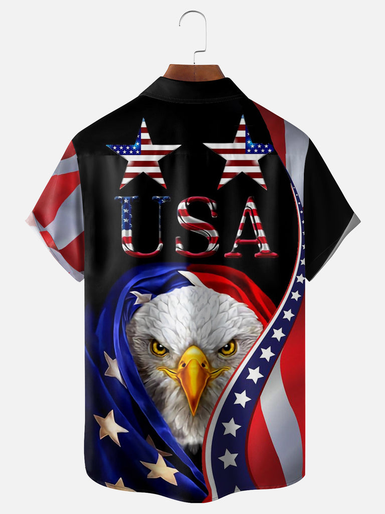 Men's American Flag USA Eagle Short Sleeve ShirtMens short sleeve shirts Big and tall Mens shirts Short sleeve shirts for men Mens 4xl shirts Casual short sleeve shirts