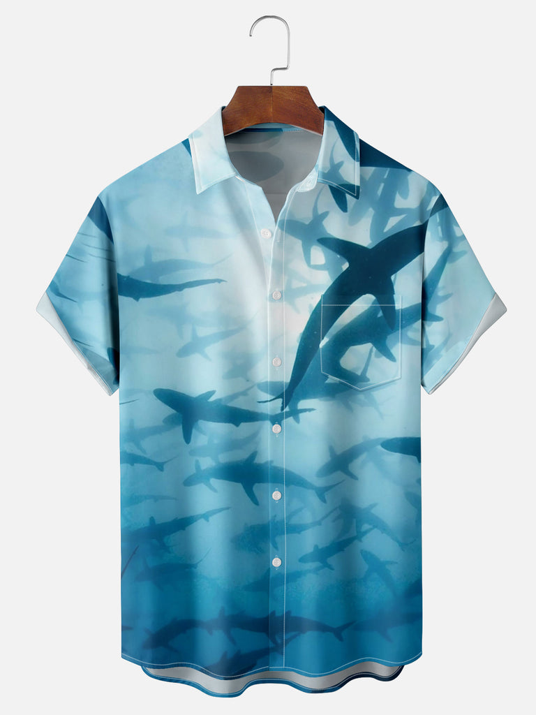 Men's Ocean Full of Sharks Short Sleeve ShirtMens short sleeve shirts Big and tall Mens shirts Short sleeve shirts for men Mens 4xl shirts Casual short sleeve shirts