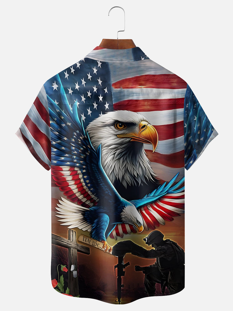 Men's American Flag Eagle We Will Remember Short Sleeve ShirtMens short sleeve shirts Big and tall Mens shirts Short sleeve shirts for men Mens 4xl shirts Casual short sleeve shirts