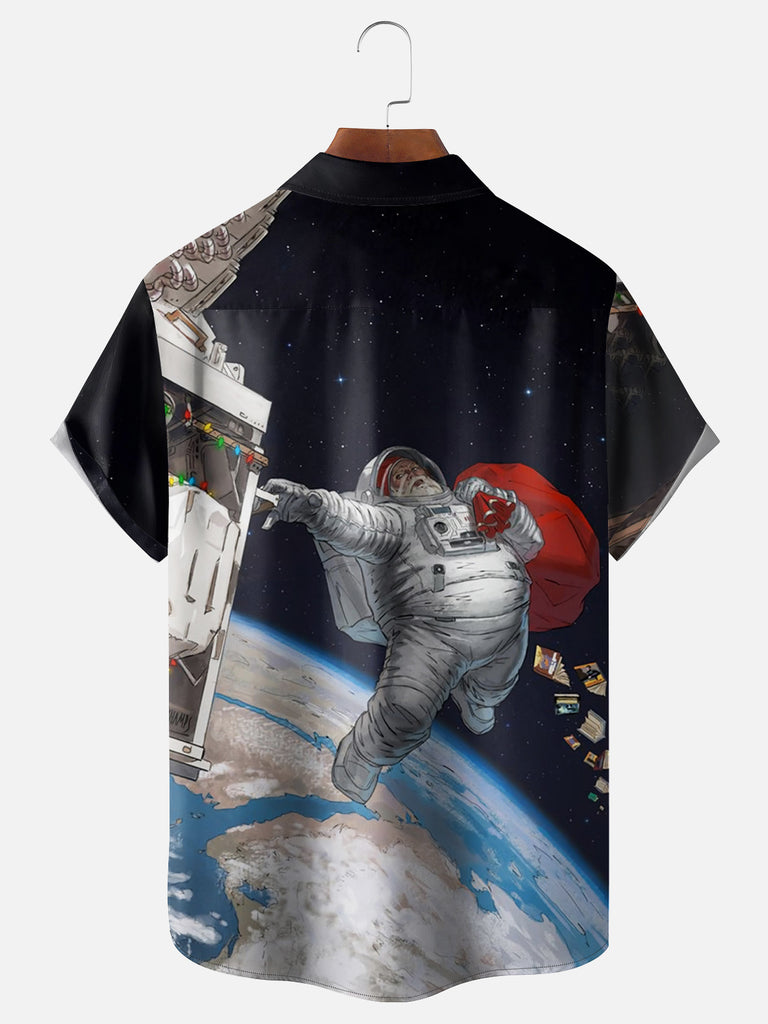 Men's Santa's Job Got Harder Now Outer Space Short Sleeve ShirtMens short sleeve shirts Big and tall Mens shirts Short sleeve shirts for men Mens 4xl shirts Casual short sleeve shirts