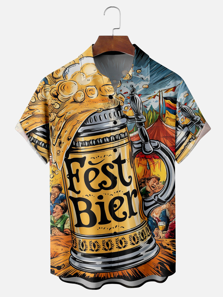 Men's Oktoberfest Festbier Beer Short Sleeve ShirtMens short sleeve shirts Big and tall Mens shirts Short sleeve shirts for men Mens 4xl shirts Casual short sleeve shirts