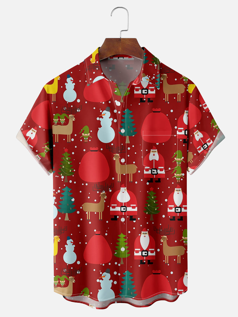 Men's Merry Christmas Santa Tree Reindeer All Over Print Short Sleeve ShirtMens short sleeve shirts Big and tall Mens shirts Short sleeve shirts for men Mens 4xl shirts Casual short sleeve shirts