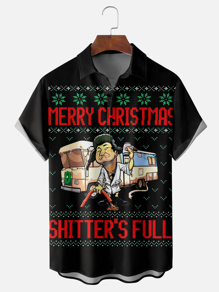 Men's Funny Merry Christmas the Shitter's Full Short Sleeve Shirt, mens short sleeve shirts¡ê?big and tall mens shirts¡ê?short sleeve shirts for men¡ê?mens 4xl shirts¡ê?casual short sleeve shirts