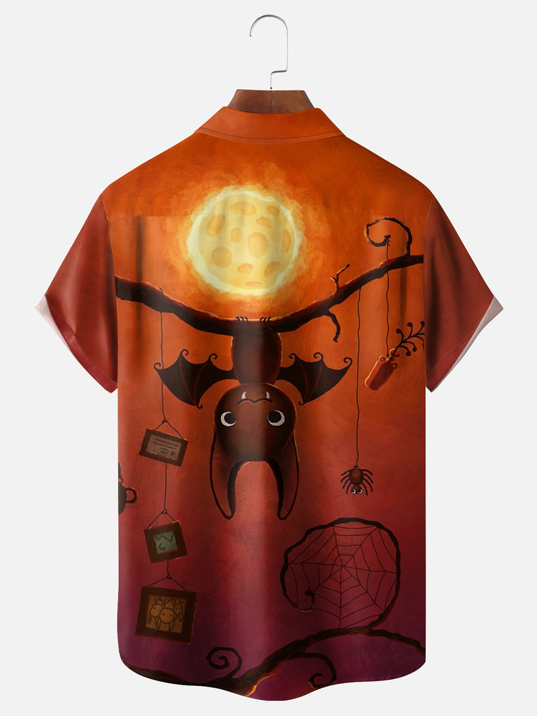 Men's Cute Halloween Bat Hanging Upside Down Short Sleeve ShirtMens short sleeve shirts Big and tall Mens shirts Short sleeve shirts for men Mens 4xl shirts Casual short sleeve shirts