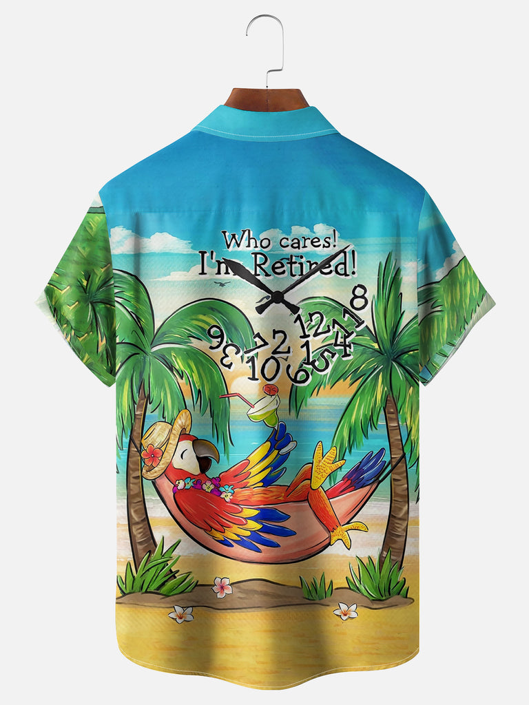 Men's Retired Parrot Allowed to Drink Whenever Short Sleeve ShirtMens short sleeve shirts Big and tall Mens shirts Short sleeve shirts for men Mens 4xl shirts Casual short sleeve shirts