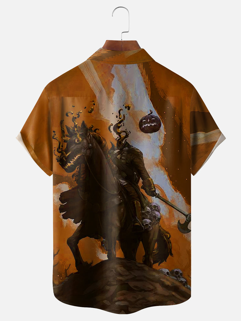 Men's Sleepy Hollow Headless Horseman Halloween Short Sleeve ShirtMens short sleeve shirts Big and tall Mens shirts Short sleeve shirts for men Mens 4xl shirts Casual short sleeve shirts